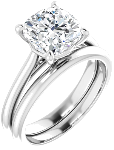 14K White 8 mm Cushion Solitaire Engagement Ring Mounting (6)