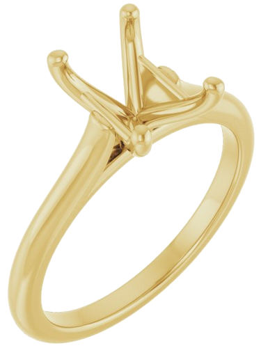 14K Yellow 8x6 mm Emerald Solitaire Engagement Ring Mounting (1)