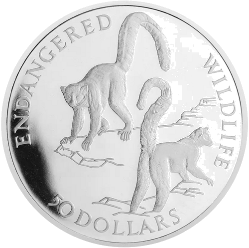 50 dolerių Lemūras 1992 Kuko salos sidabrinė moneta (1)