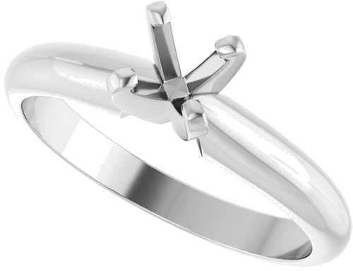 14K White 3.5x3.5 mm Square 4-Prong Light Solitaire Engagement Ring Mounting (5)