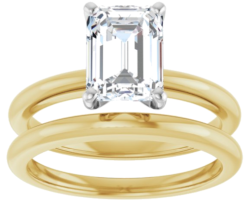 Sužadėtuvių Žiedas „Solitaire“ 585 Geltonojo Aukso Ir 950 Platinos Emerald 8mm x 6mm (8)