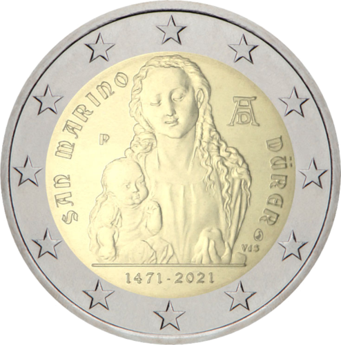 2021 San Marinas Albrecht Durer 2 eurų BU moneta (3)