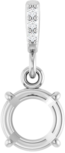 14K White 6.5 mm Round .01 Natural Diamond Semi-Set Pendant (1)