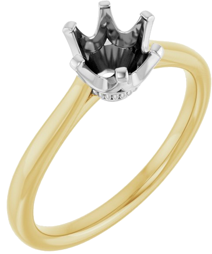 14K Yellow   White 6.5 mm Round Engagement Ring Mounting (1)