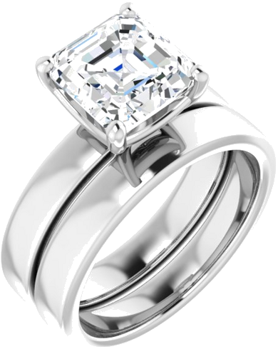 14K White 8 mm Asscher Solitaire Engagement Ring Mounting (6)