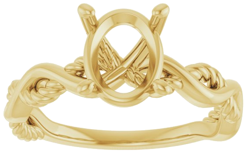 14K Yellow  9x7 mm Oval Solitaire Engagement Ring Mounting (3)