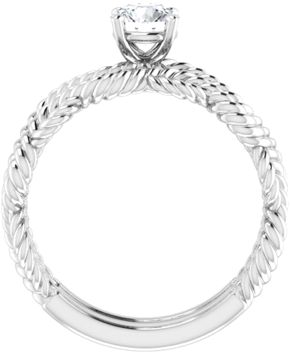 Sužadėtuvių Žiedas „Twisted Rope Solitaire“ 750 Baltojo Aukso Round 5.2mm (7)