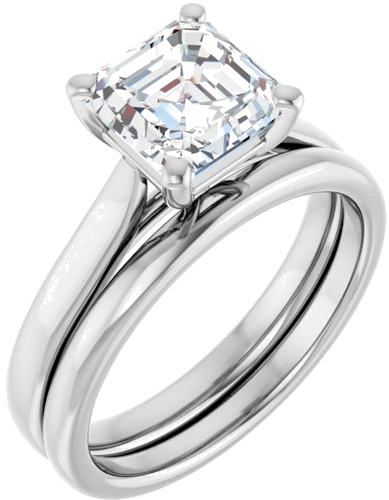 Sužadėtuvių Žiedas 14k white gold Asscher 7mm (6)