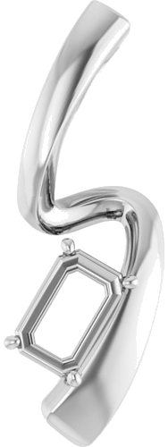 14K White  6x4 mm Emerald Pendant Mounting (1)