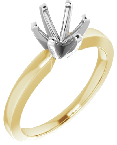 14K Yellow White 6.5 mm Round Solitaire Engagement Ring Mounting (1)