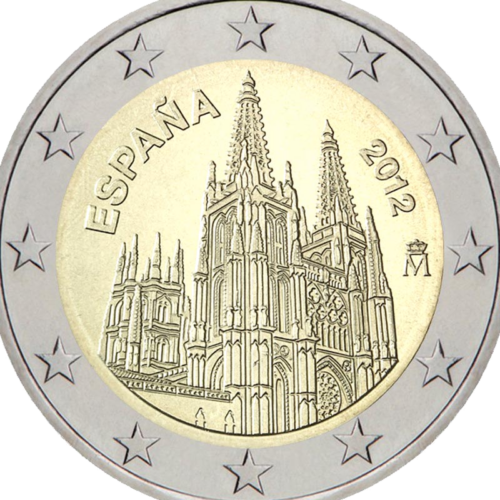 2012 Испания Кафедральный собор в Бургосе монета 2 евро (3)
