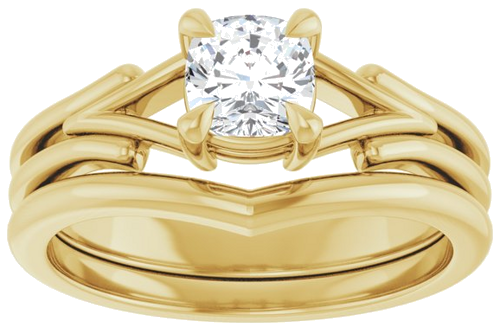 14K Yellow 5 mm Cushion Solitaire Engagement Ring Mounting (8)