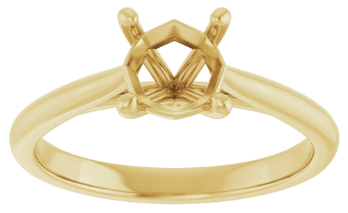 14K Yellow 6 mm Cushion Solitaire Engagement Ring Mounting (3)