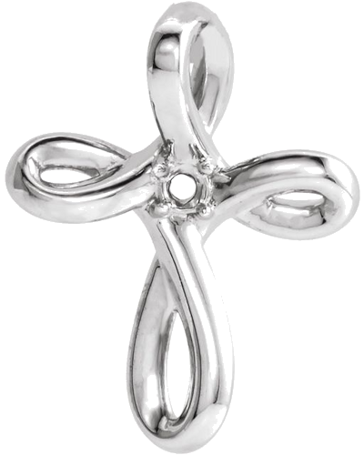 14K White 1.5 mm Round Cross Pendant Mounting (4)