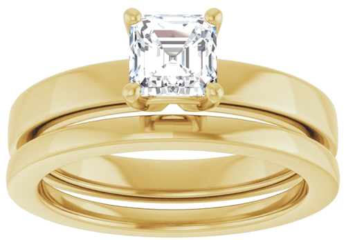 14K Yellow 5 mm Asscher Solitaire Engagement Ring Mounting (6)