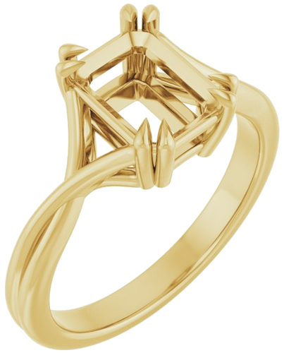 Sužadėtuvių Žiedas „Solitaire“ 585 Geltonojo Aukso Emerald 8mm x 6mm (1)