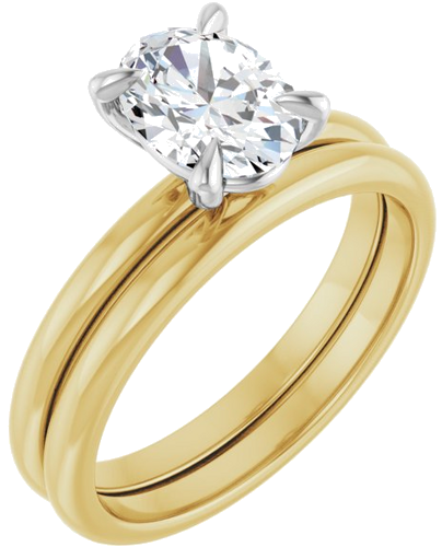 14K Yellow White 8 x 6 mm Oval Engagement Ring Mounting (6)