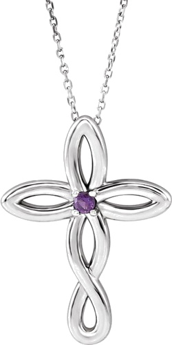 Sterling Silver 1-Stone Family Cross 16-18  Necklace Mounting (3)