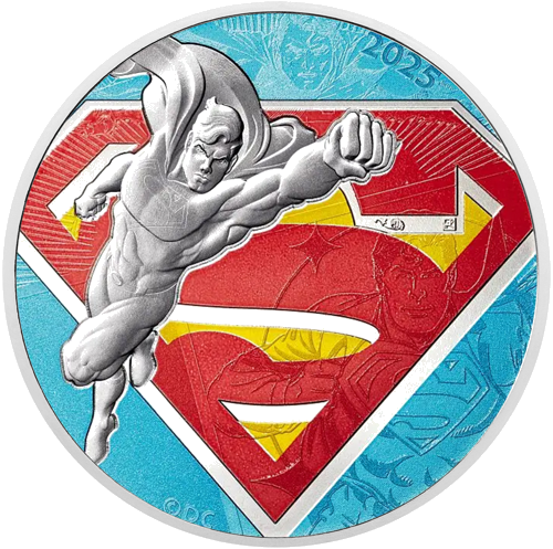 10 евро SUPERMAN лого 2025 сребърна монета на Франция в BU карта (2)