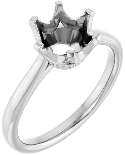 14K White 8 mm Round Engagement Ring Mounting (1)