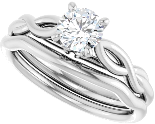 14K White  5.2 mm Round Solitaire Engagement Ring Mounting (10)