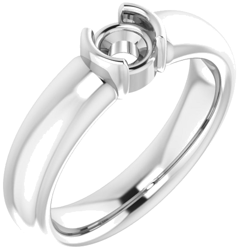 Sužadėtuvių Žiedas „Half Bezel Solitaire“ 585 Baltojo Aukso Round 4.8mm (1)