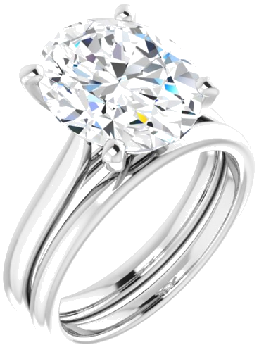 Sužadėtuvių Žiedas „Solitaire“ 585 Baltojo Aukso Oval 12mm x 10mm (6)