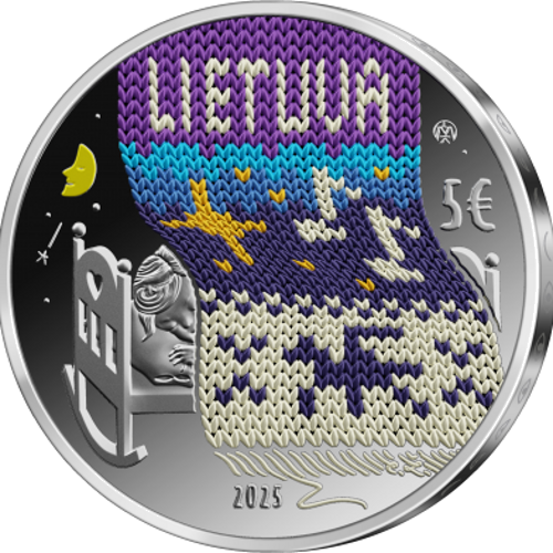 2025 Lietuva 5 eurų moneta - Lopšinė sidabrinė moneta (1)