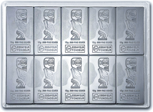 10 x 10 г Серебряные монеты 1 доллар Острова Кука 2012 Valcambi CombiCoin™ (1)