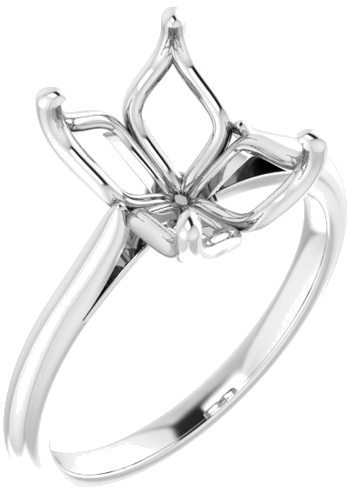 14K White  10x8 mm Emerald Solitaire Engagement Ring Mounting (1)