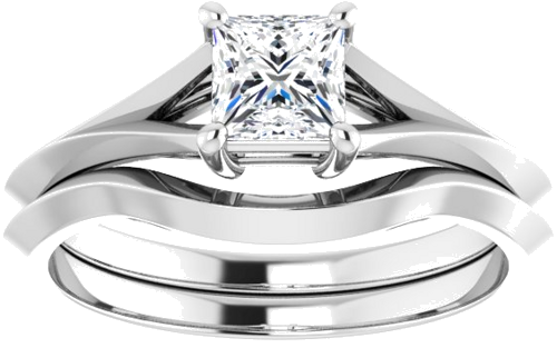 Sužadėtuvių Žiedas „Solitaire“ 585 Baltojo Aukso Square 4.5mm (8)