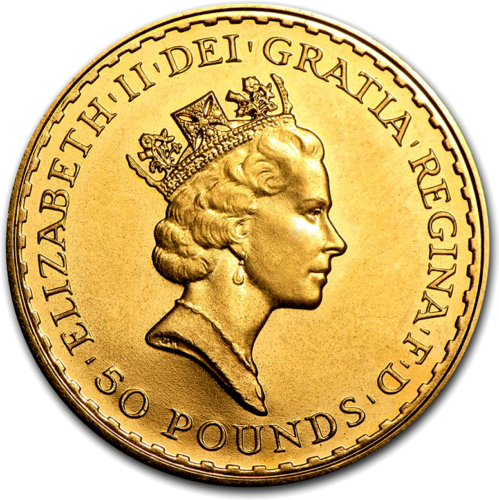 Великобритания Златна монета от 1/2 унция Британия(Смесени години) (4)