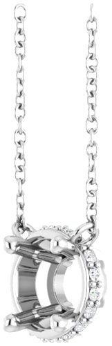 14K White 6 mm Round .06 CTW Natural Diamond Hidden Halo 18  Necklace (2)