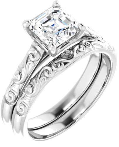 Sužadėtuvių Žiedas „Solitaire“ 585 Baltojo Aukso Asscher 6mm (6)