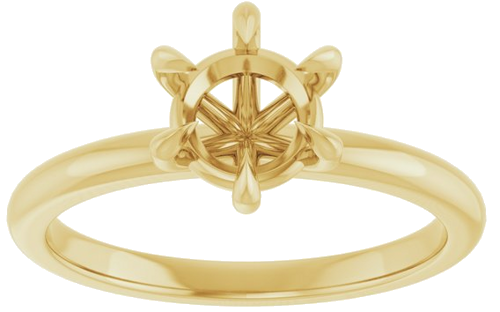 14K Yellow 6.5 mm Round Solitaire Engagement Ring Mounting (3)