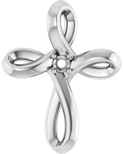 14K White 1.5 mm Round Cross Pendant Mounting (1)