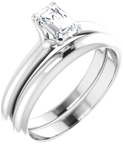 Sužadėtuvių Žiedas „Solitaire“ 585 Baltojo Aukso Emerald 6mm x 4mm (6)