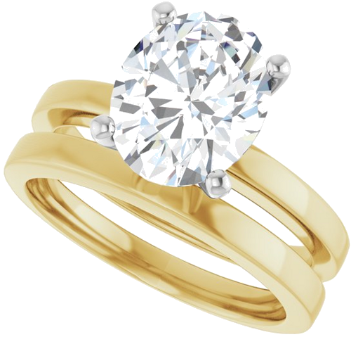Sužadėtuvių Žiedas „Solitaire“ 585 Baltojo Ir Geltonojo Aukso Oval 10mm x 8mm (10)