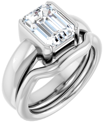 Sužadėtuvių Žiedas „Half Bezel Solitaire“ 585 Baltojo Aukso Emerald 9mm x 7mm (6)