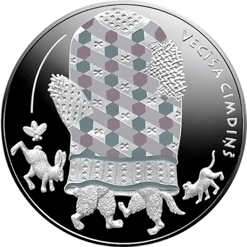 2017 Latvija Pasakos Senelio pirštinė 5 eurų sidabrinė moneta (1)