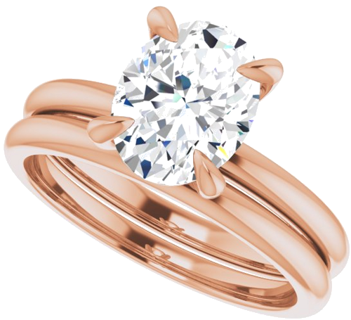 Sužadėtuvių Žiedas „Solitaire“ 585 Rožinis Aukso Oval 9mm x 7mm (10)
