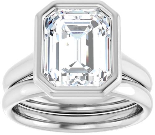 Sužadėtuvių Žiedas „Bezel-Set Solitaire“ 750 Baltojo Aukso Emerald 10mm x 8mm (8)