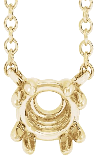 14K Yellow 5 mm Round Claw-Prong Solitaire 18  Necklace Mounting (1)