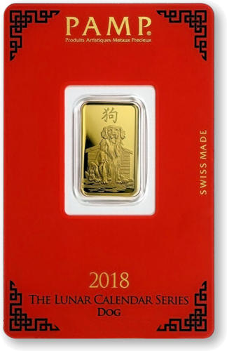 5 g Collectible (Lunar) Investment Gold Bar Year of the Dog 2018 PAMP (1)