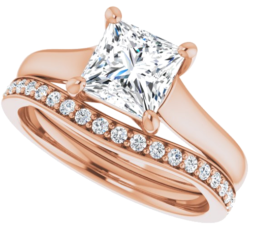 Sužadėtuvių Žiedas „Solitaire“ 585 Rožinis Aukso Square 6mm (10)