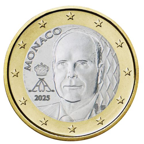 2025 Monako Alberta II nacionālā 1 eiro monēta (Jauns dizains) (1)