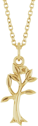 14K Yellow 1.5 mm Round 1-Stone Family Tree 16-18  Necklace Mounting (1)