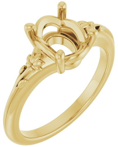 14K Yellow 9x7 mm Oval Solitaire Engagement Ring Mounting (1)