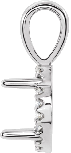 14K White 5 mm Round .03 CTW Natural Diamond Semi-Set Pendant (2)