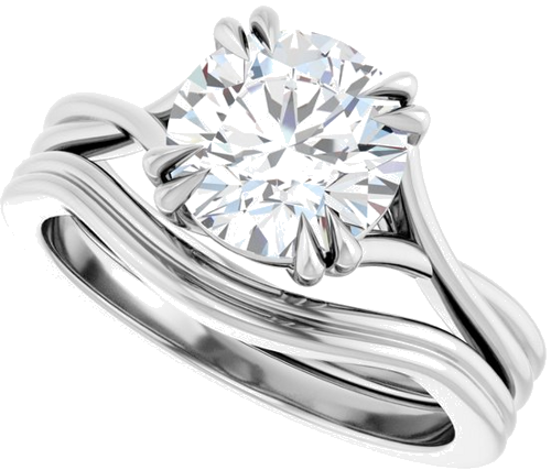 Sužadėtuvių Žiedas „Solitaire“ 585 Baltojo Aukso Round 8mm (10)